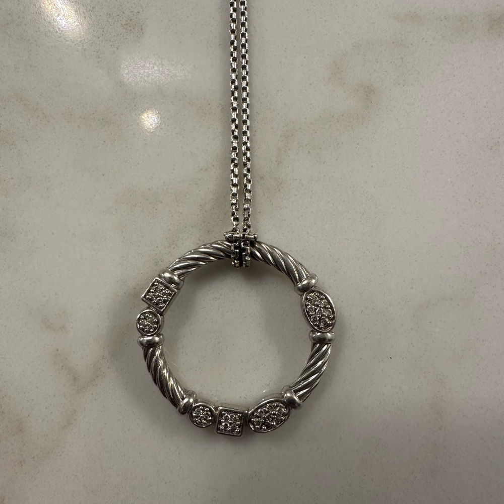 David Yurman Diamond Confetti Round Pendant Necklace
